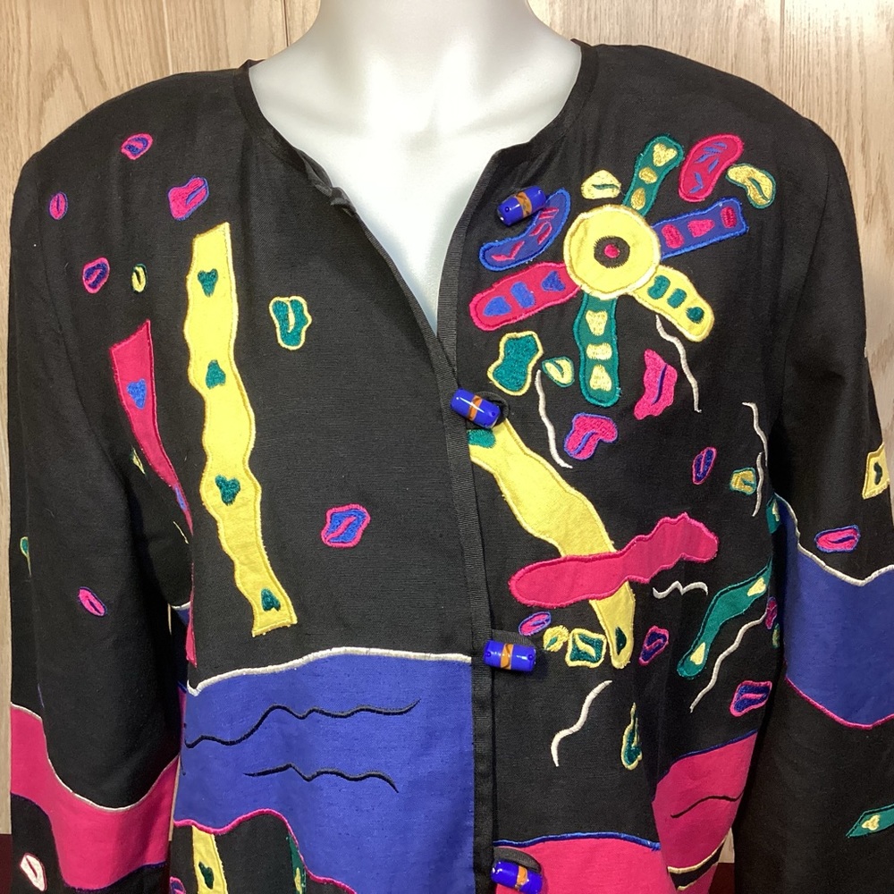 Indigo Moon Embroidered Patchwork Womens Jacket S… - image 2